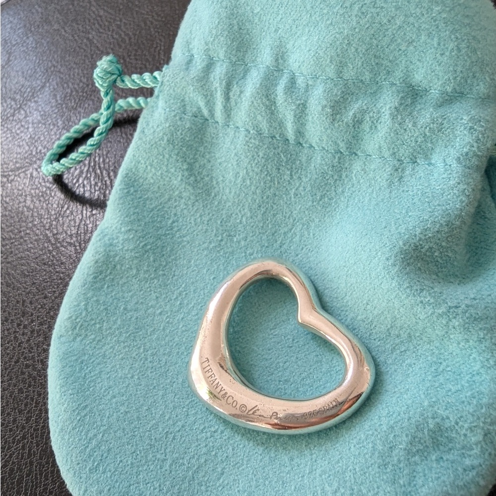 Large 27mm Tiffany Elsa Peretti Open Heart Pendant with Pouch
